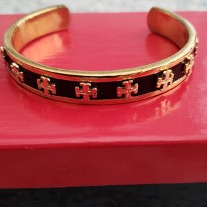 Tory Burch Gold and Black Cuff Bracelet